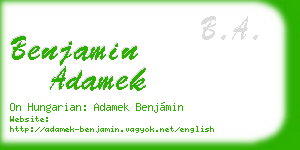 benjamin adamek business card